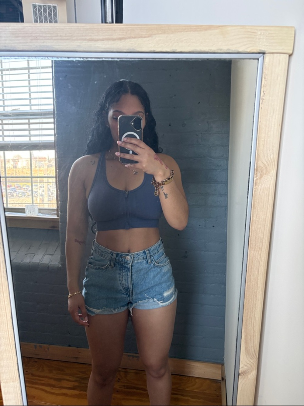 Forever 21 Medium Blue Denim High-Rise Cutoff Shorts